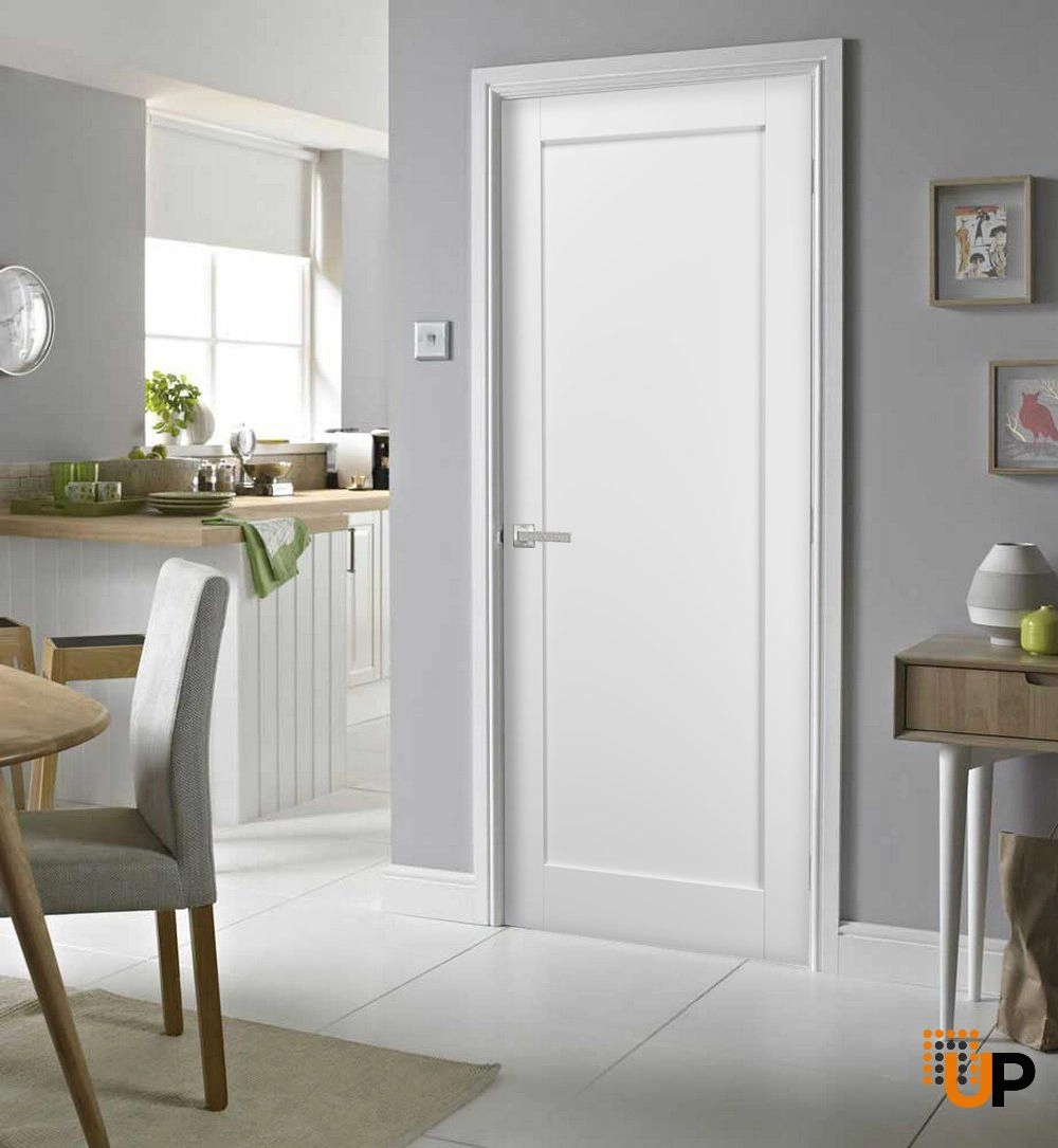 pantry kitchen door with hardware | quadro 4111 white silk | single panel frame trims | bathroom bedroom sturdy doors